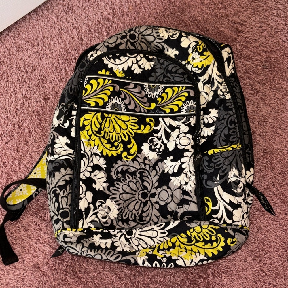 Vera Bradley Green Grey Black Quilted Backpack